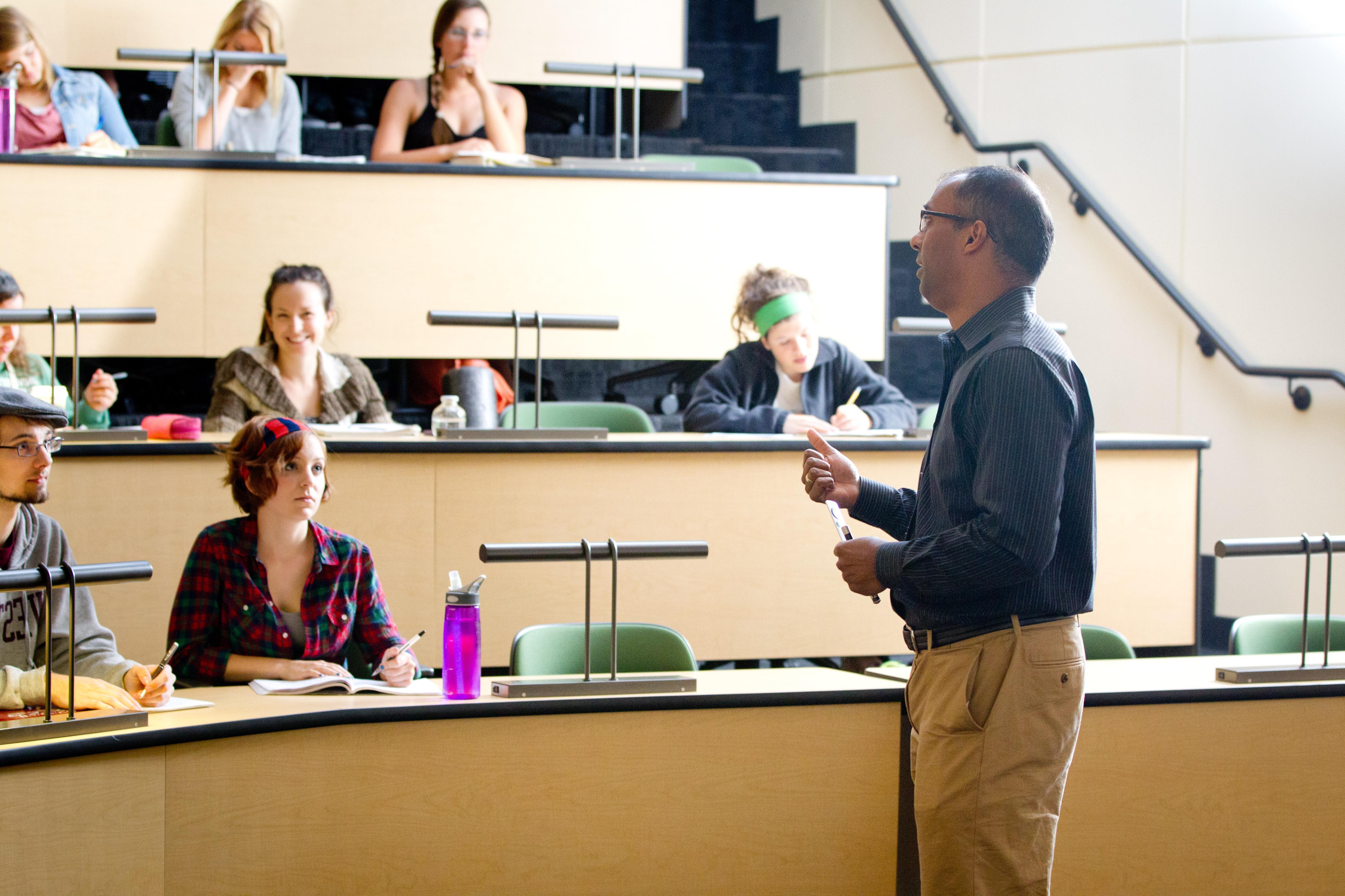 professor teaching in classroom